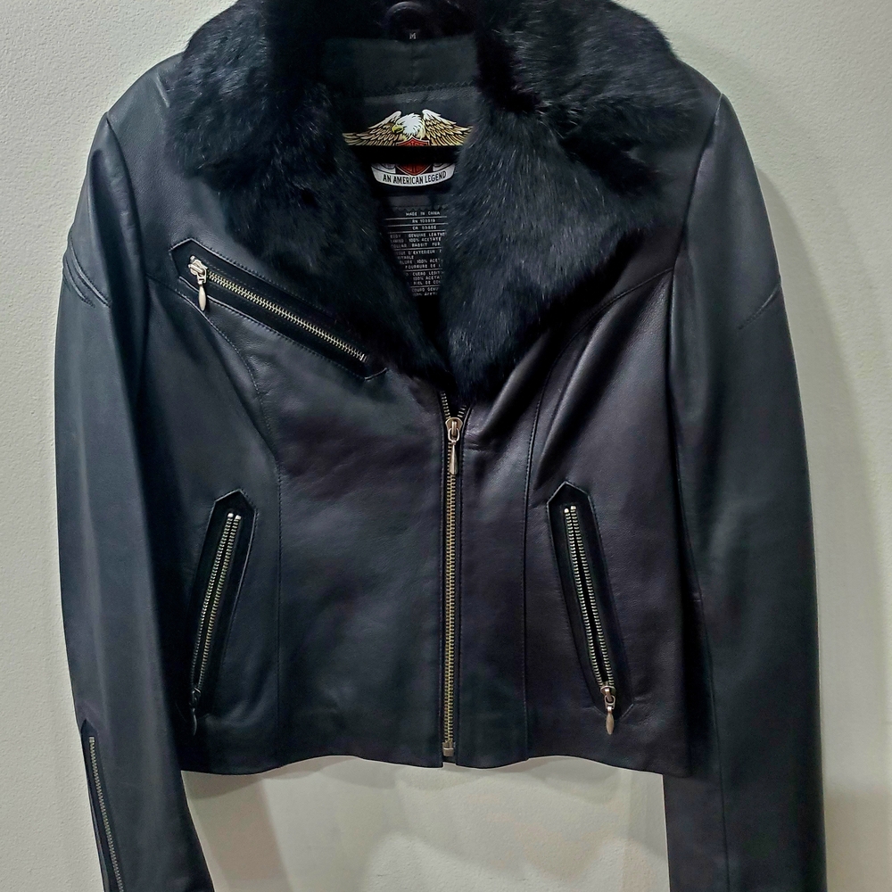 Harley-Davidson M Leather Jacket Butter Soft STARLET with Rabbit  Fur Collar